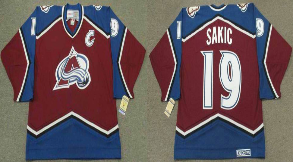 2019 Men Colorado Avalanche 19 Sakic red CCM NHL jerseys